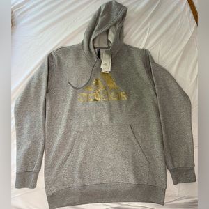Adidas Pullover Hoodie Sweatshirt Liquid Foil Black Gold Men's Large